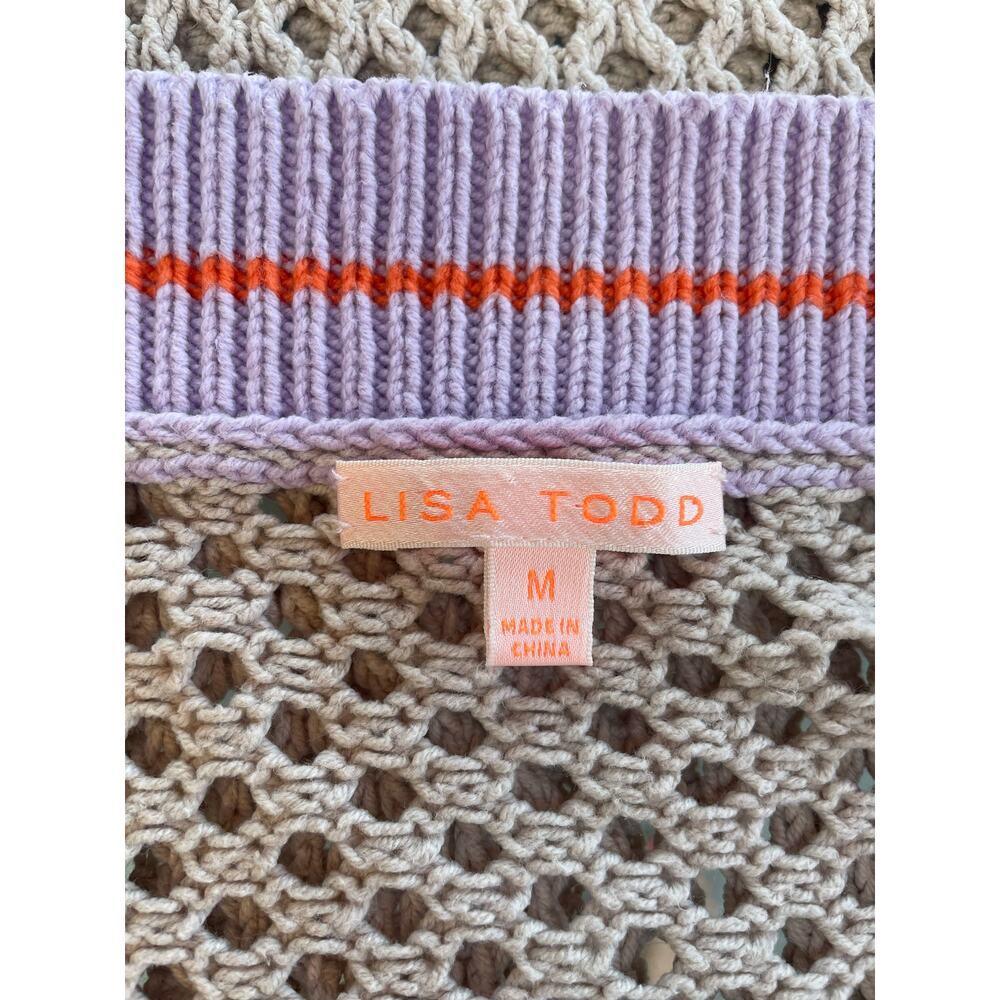 Lisa Todd Beach Bum Crochet Cotton Vneck Sweater - Picture 4 of 5